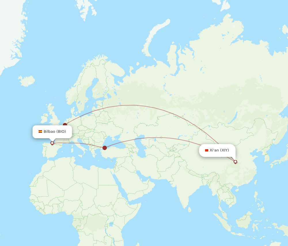BIO-XIY flight routes