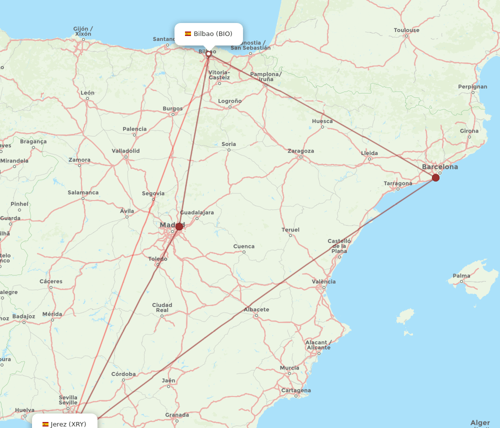 BIO-XRY flight routes