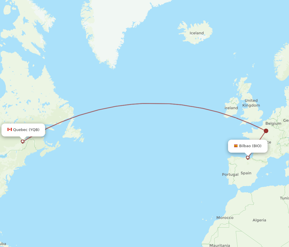 BIO-YQB flight routes