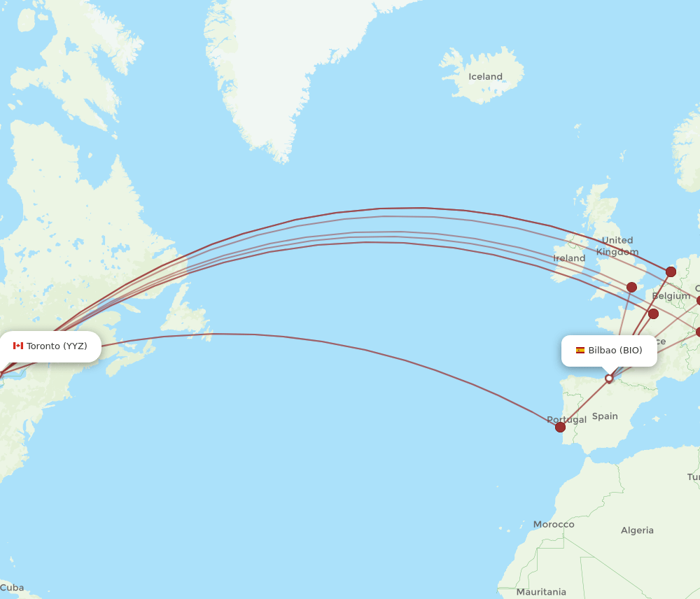 BIO-YYZ flight routes