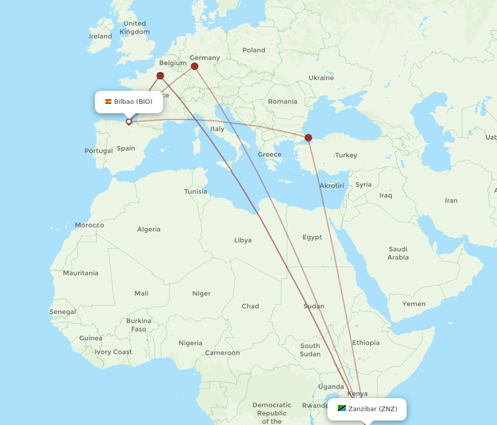 BIO-ZNZ flight routes