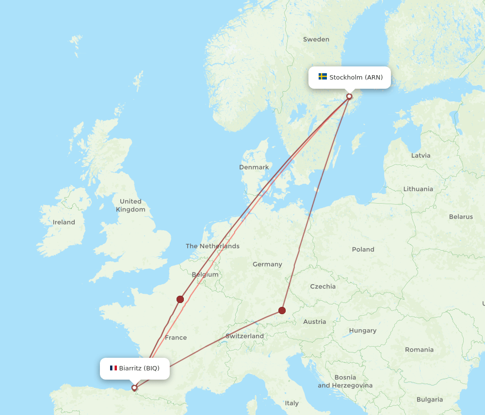BIQ-ARN flight routes