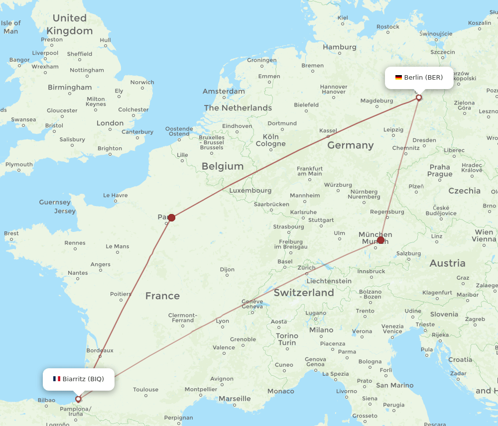 BIQ-BER flight routes