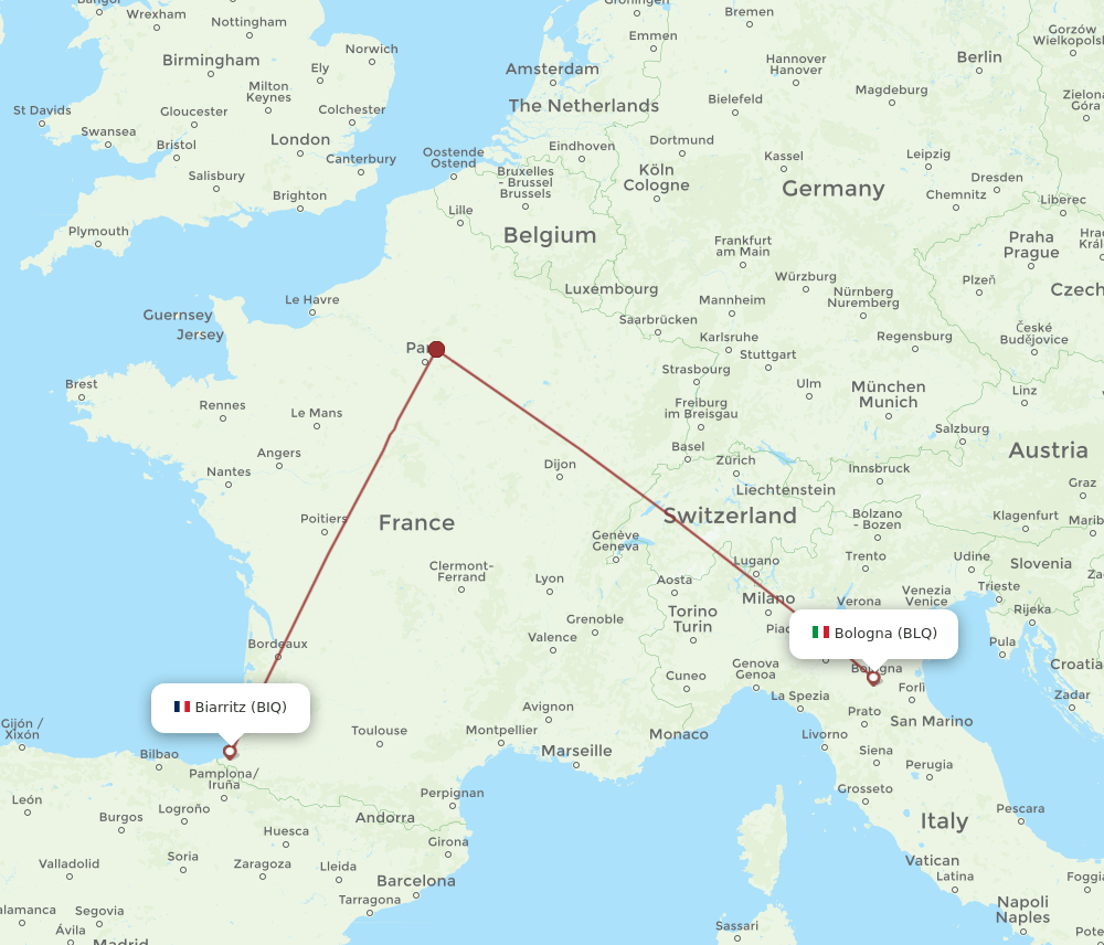 BIQ-BLQ flight routes