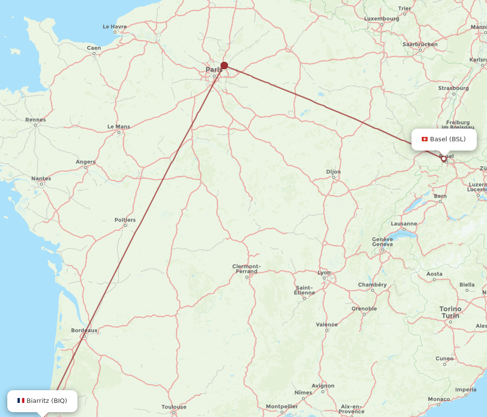 BIQ-BSL flight routes