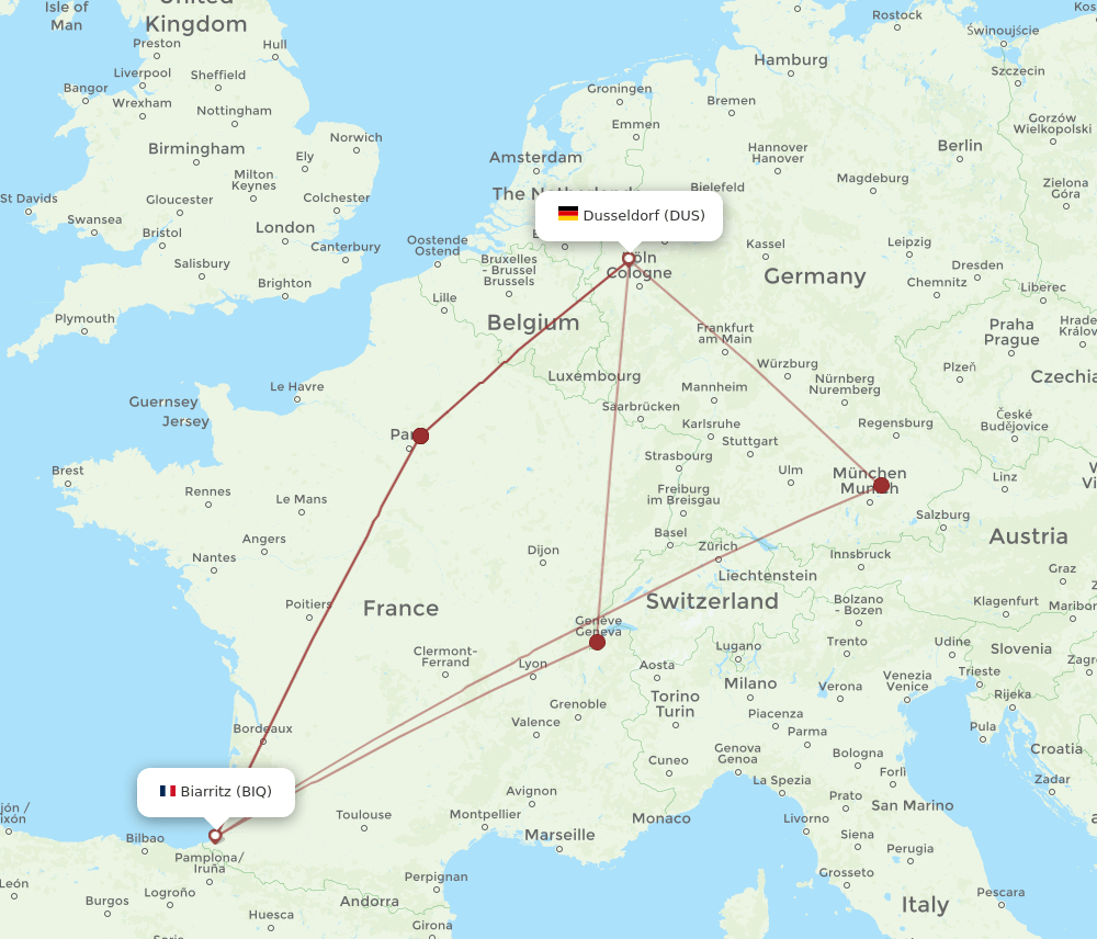 BIQ-DUS flight routes