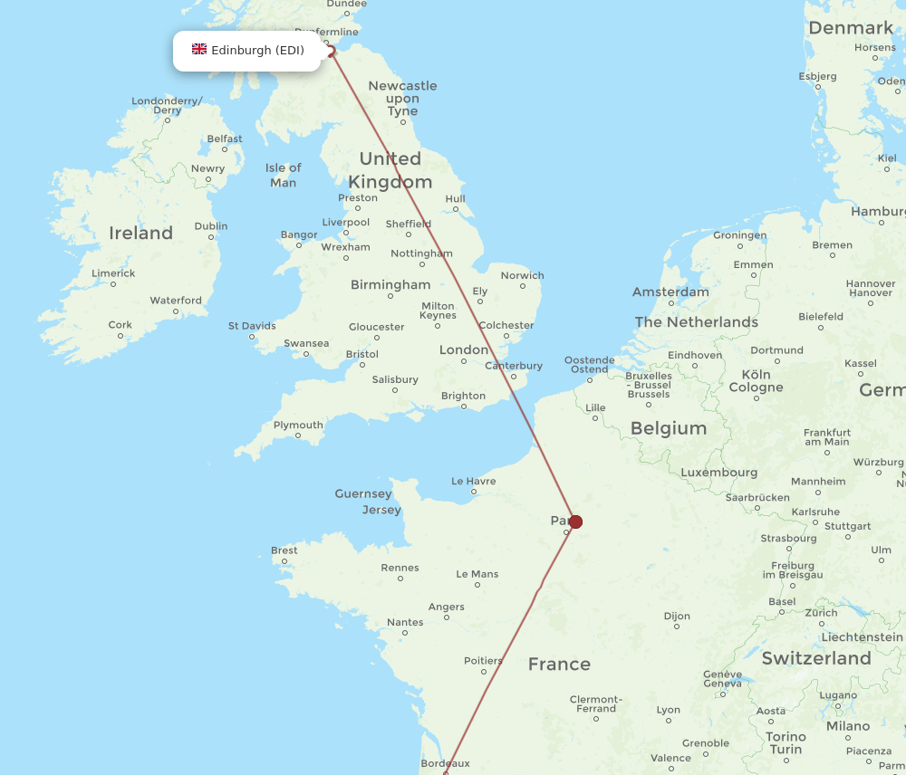 BIQ to EDI flights and routes map