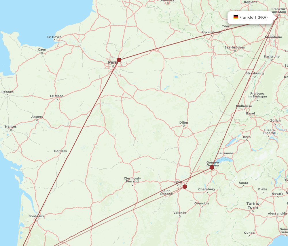 BIQ-FRA flight routes
