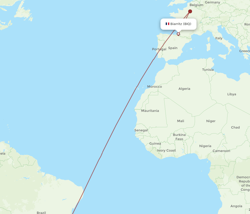 BIQ-GIG flight routes
