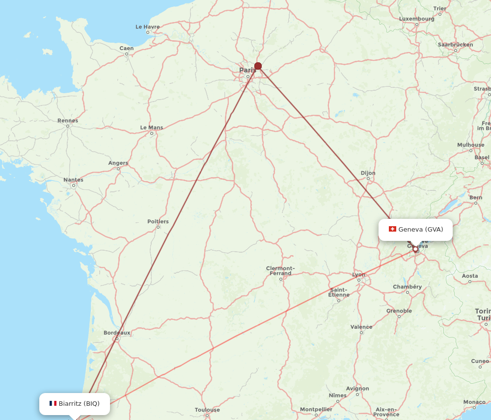 BIQ to GVA flights and routes map