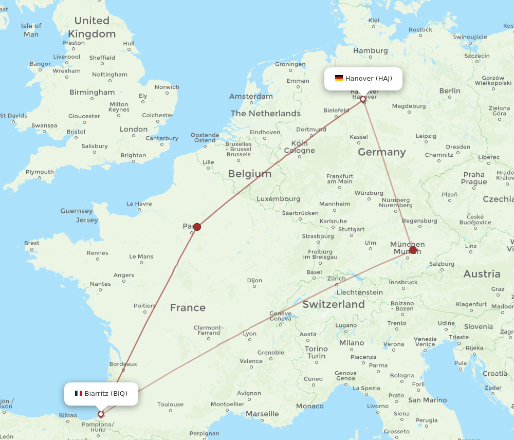 BIQ-HAJ flight routes