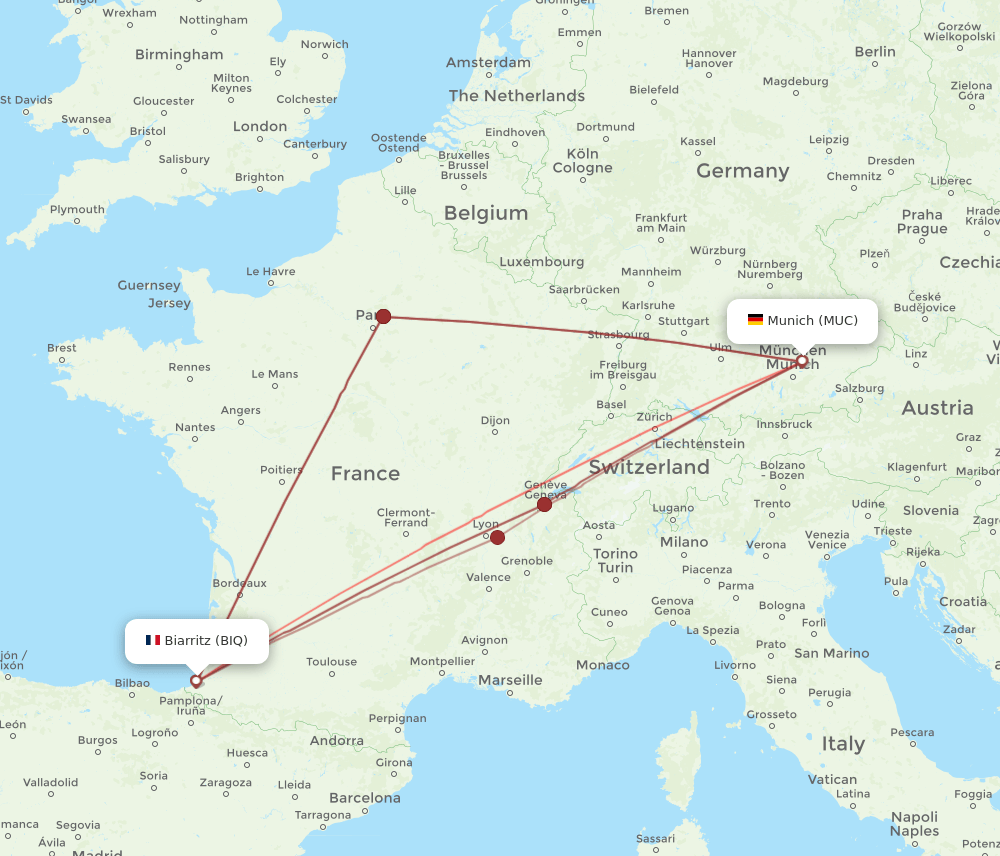 BIQ-MUC flight routes