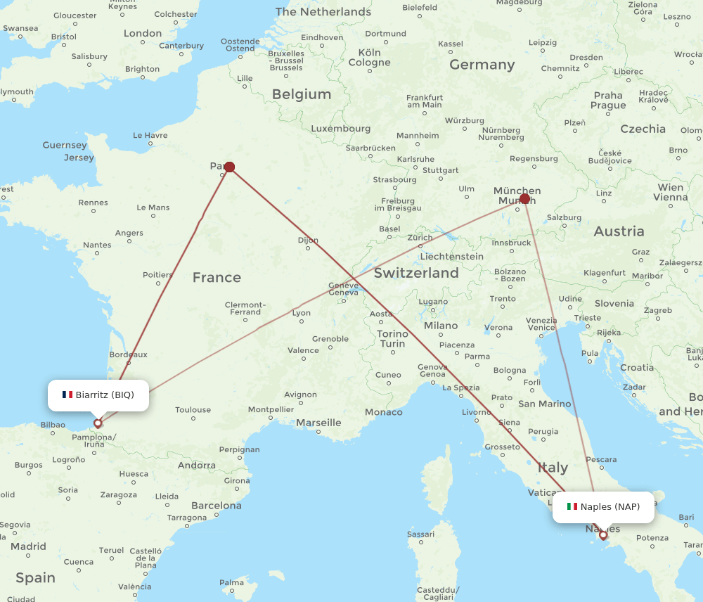 BIQ-NAP flight routes