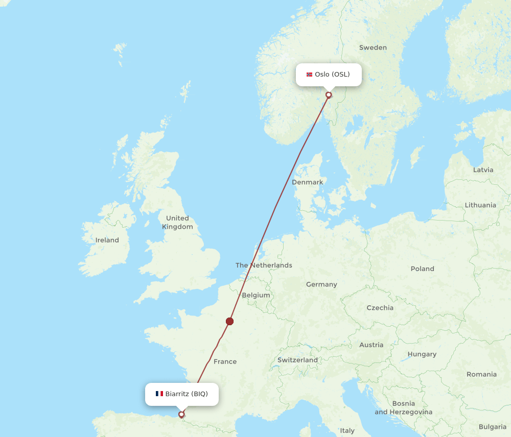 BIQ to OSL flights and routes map