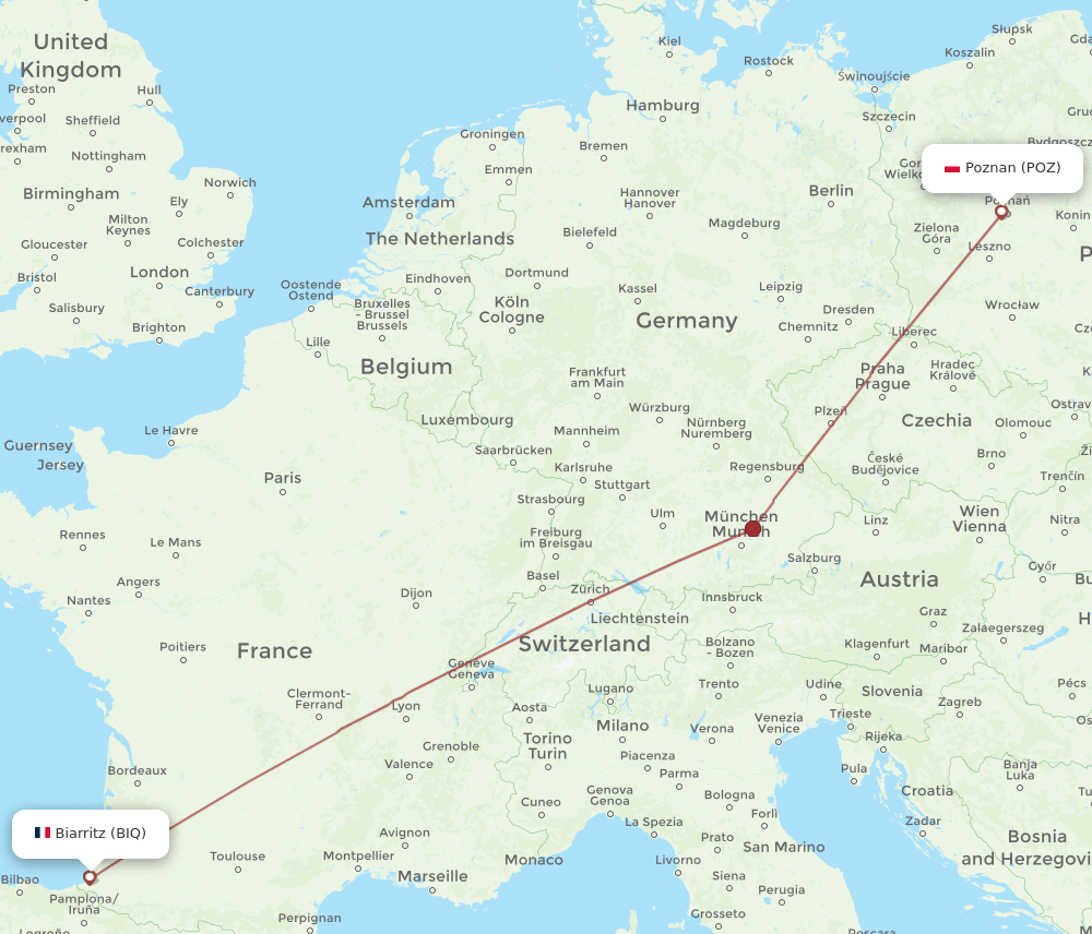 BIQ-POZ flight routes