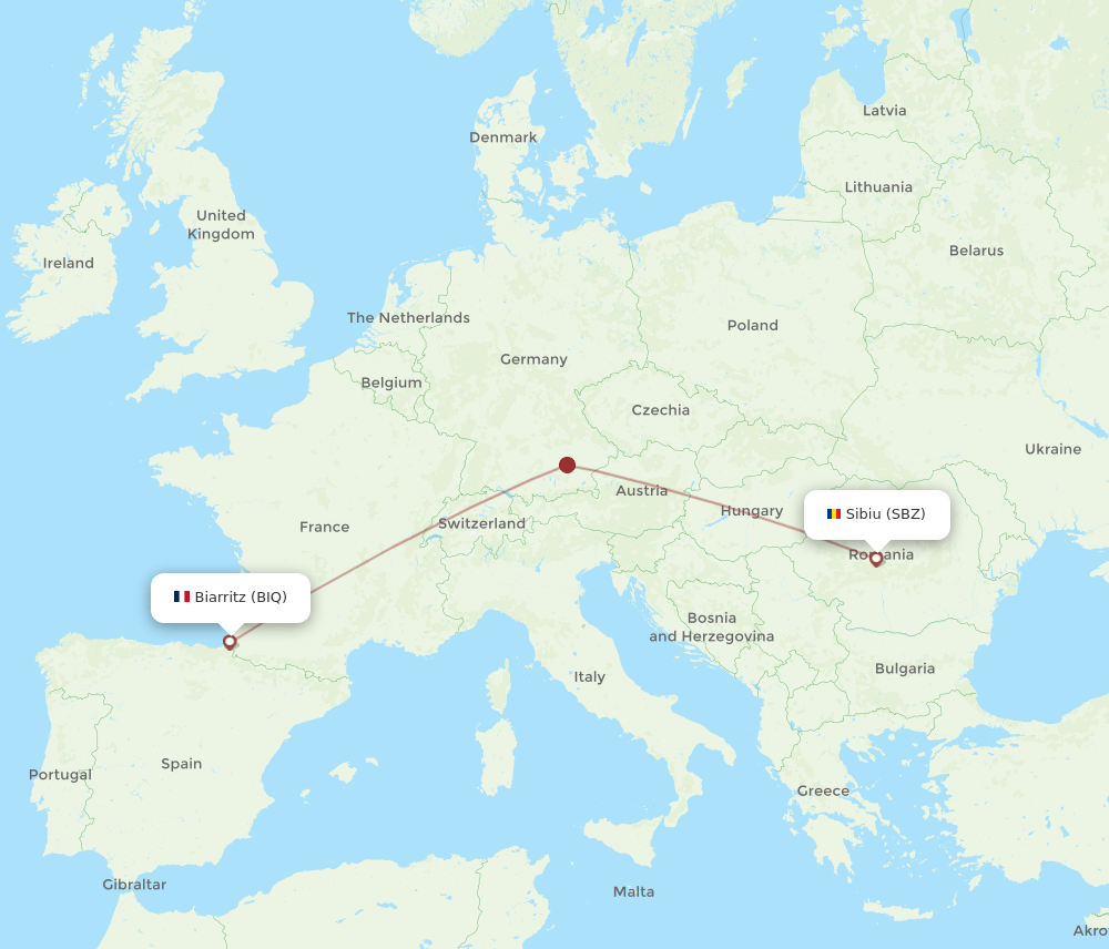 BIQ to SBZ flights and routes map