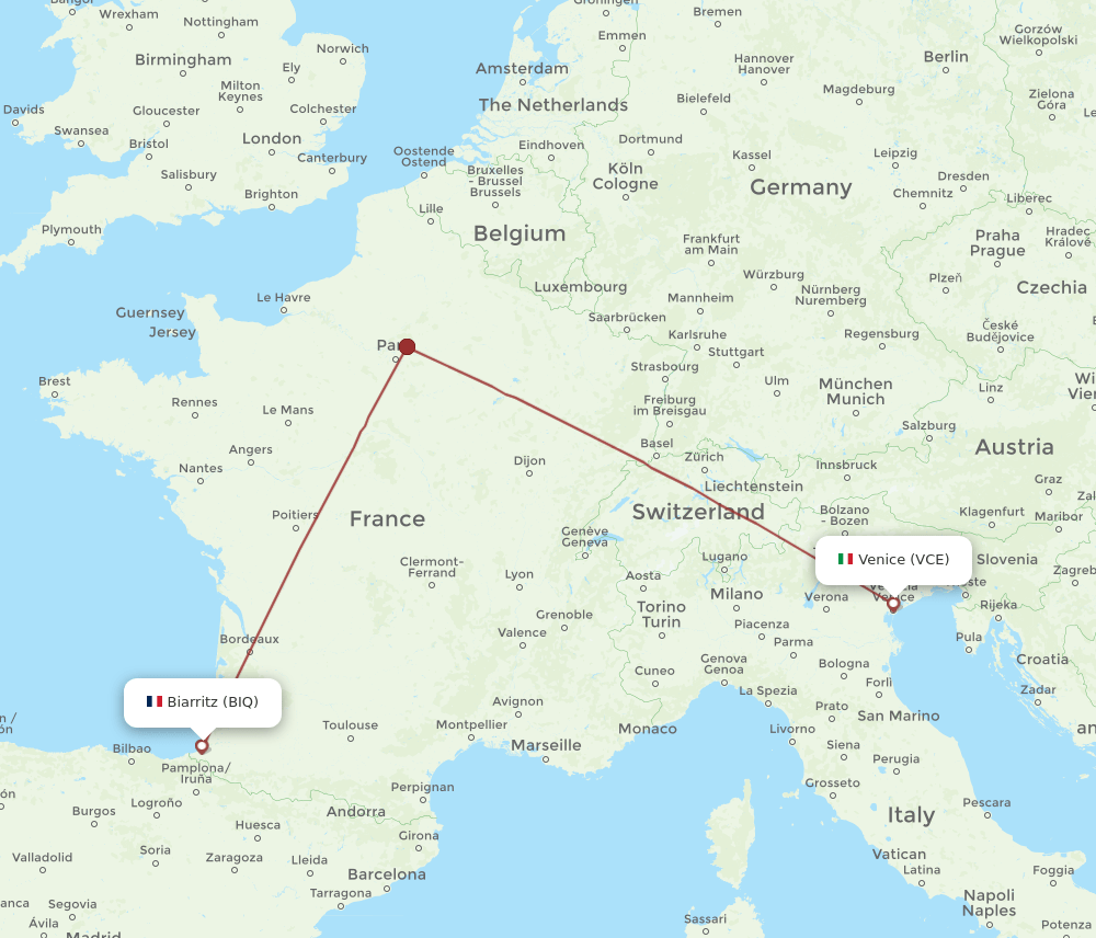 BIQ-VCE flight routes