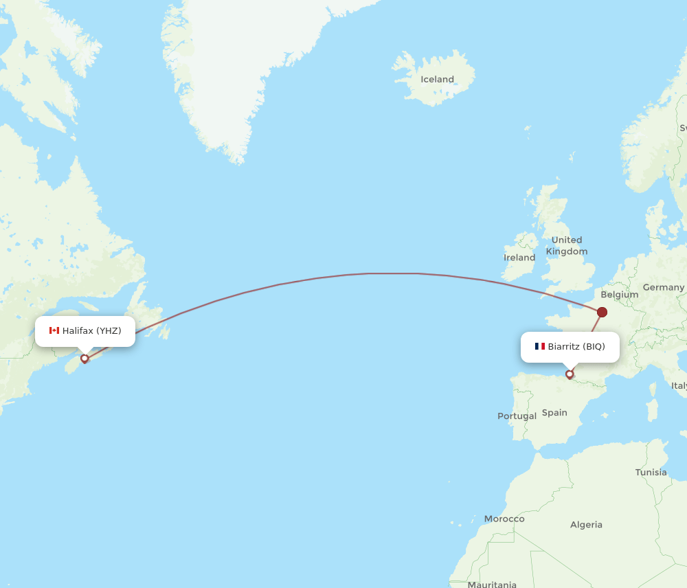 BIQ-YHZ flight routes