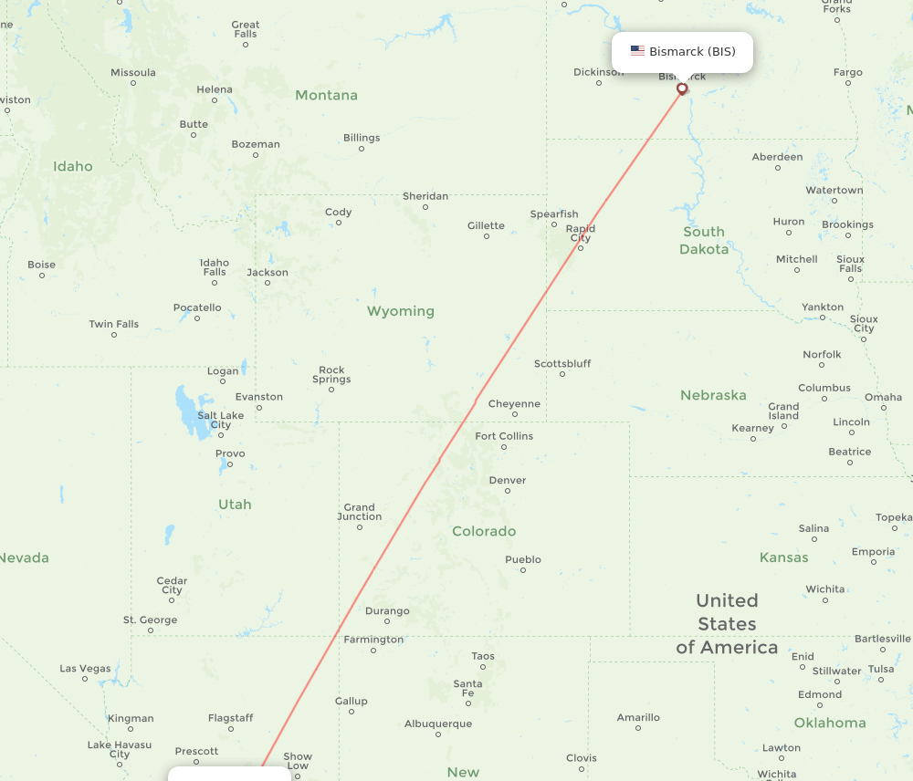 Bismarck - Mesa route map and flight paths