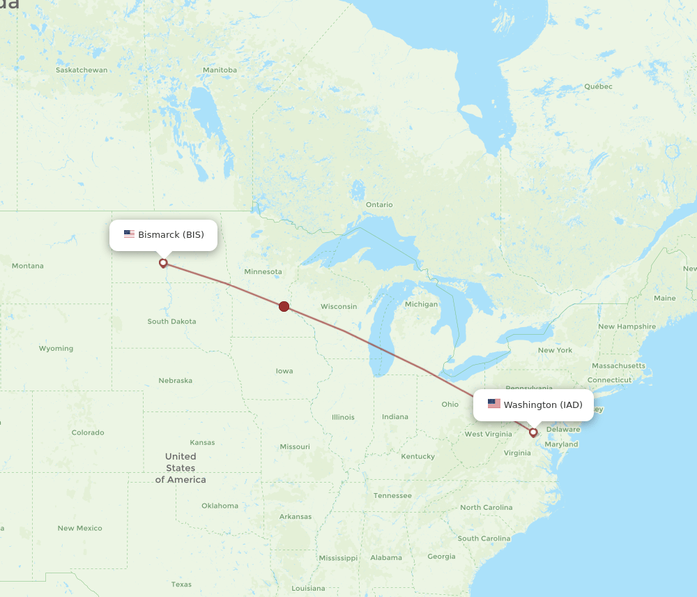 BIS-IAD flight routes
