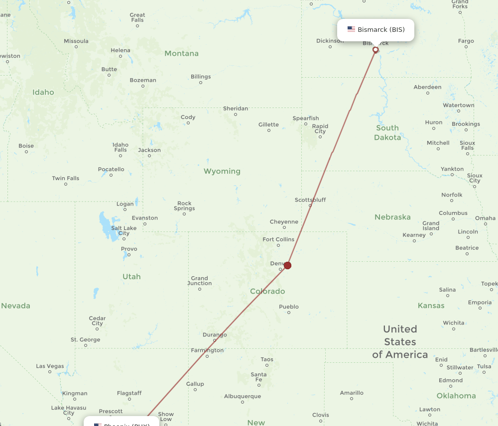 BIS-PHX flight routes