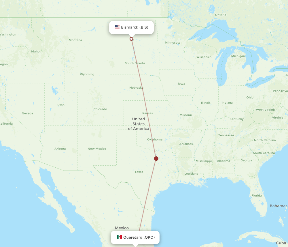 BIS-QRO flight routes