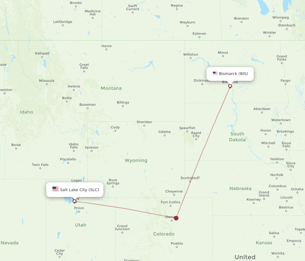 BIS-SLC flight routes
