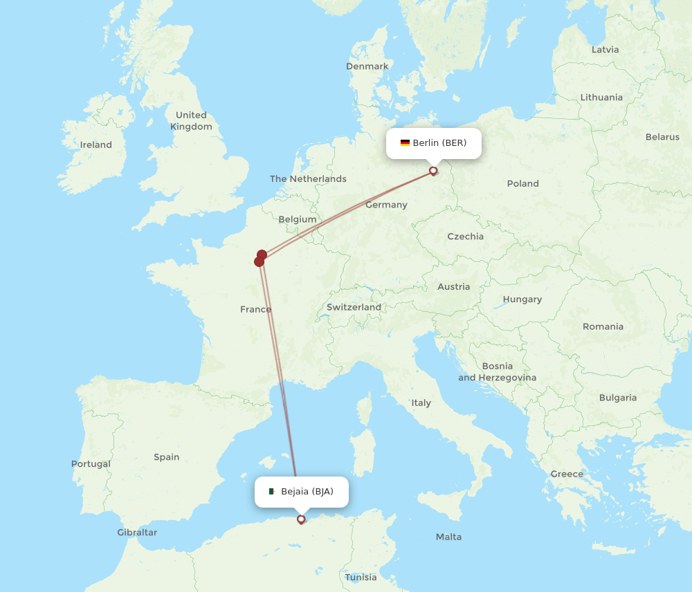 BJA-BER flight routes
