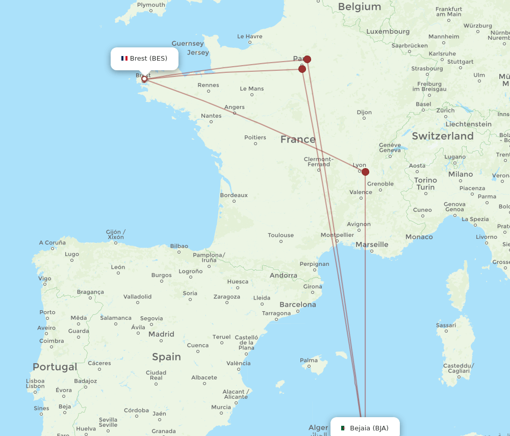 BJA-BES flight routes