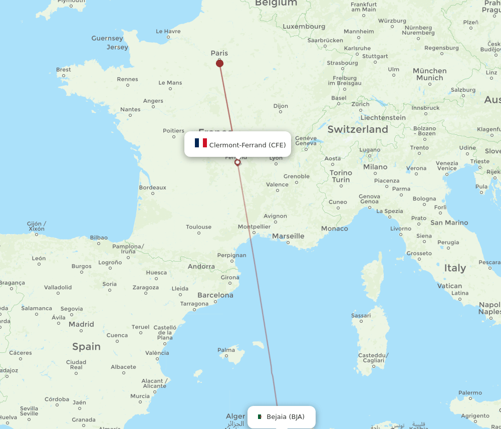 BJA-CFE flight routes