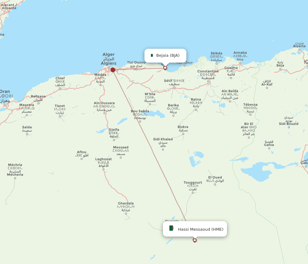 BJA-HME flight routes