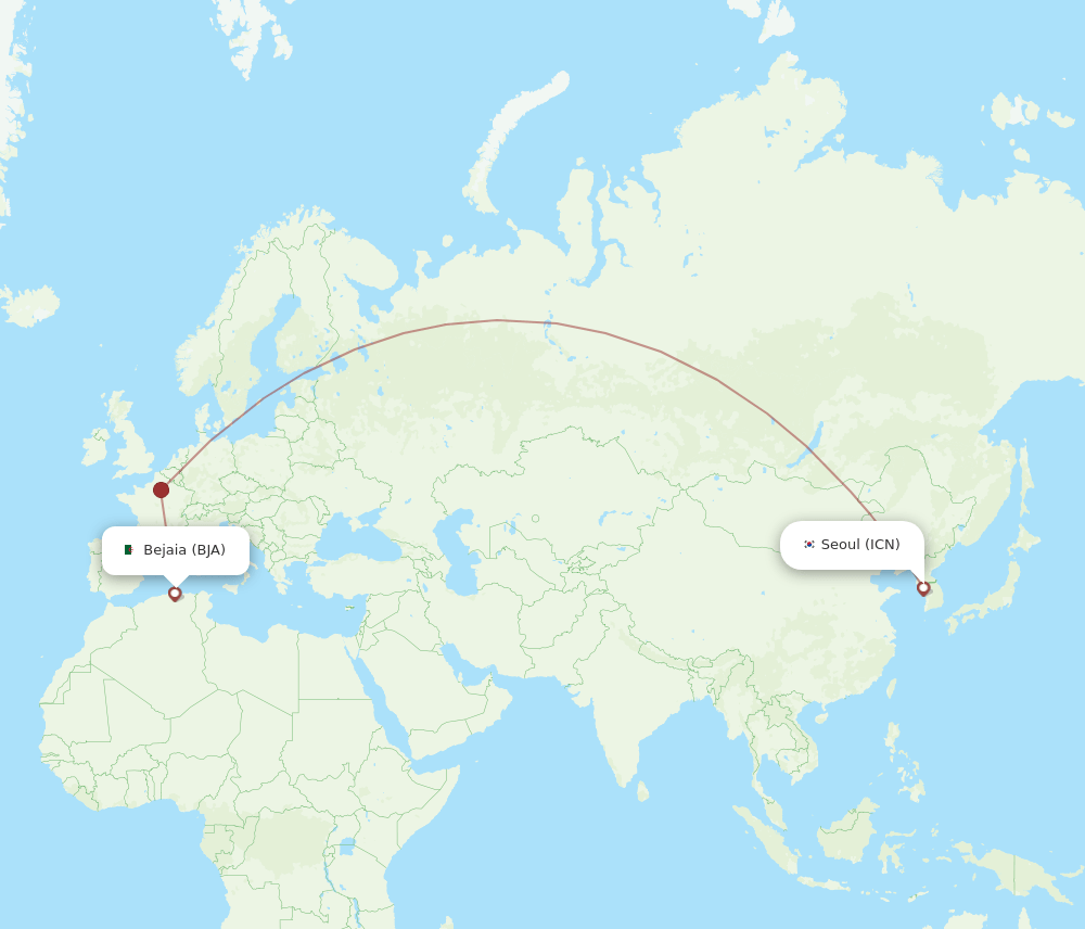 BJA-ICN flight routes