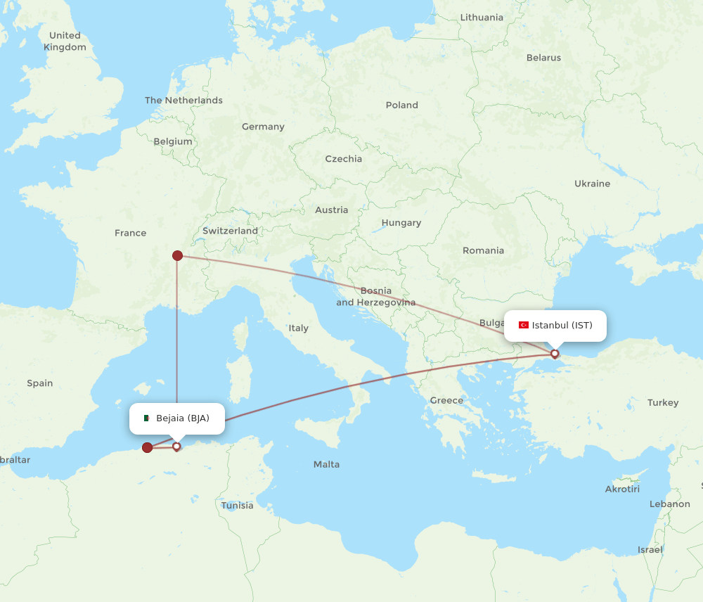 BJA-IST flight routes