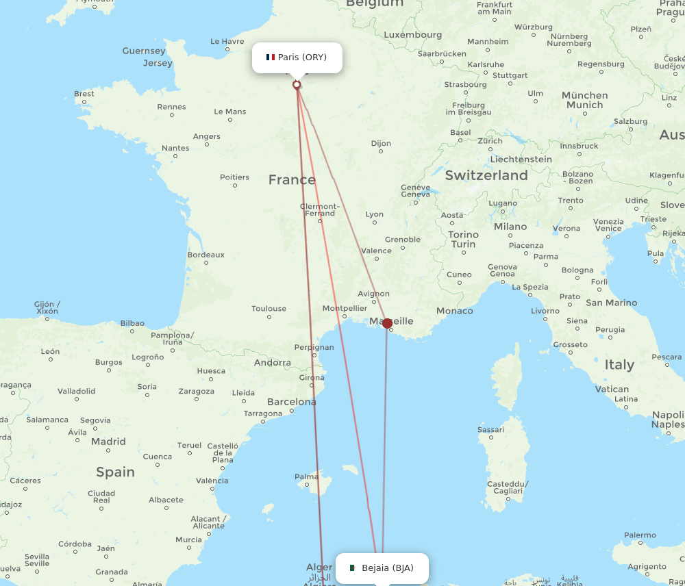 BJA-ORY flight routes