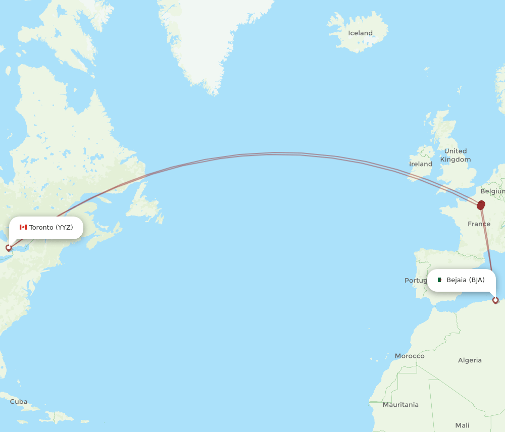 BJA-YYZ flight routes