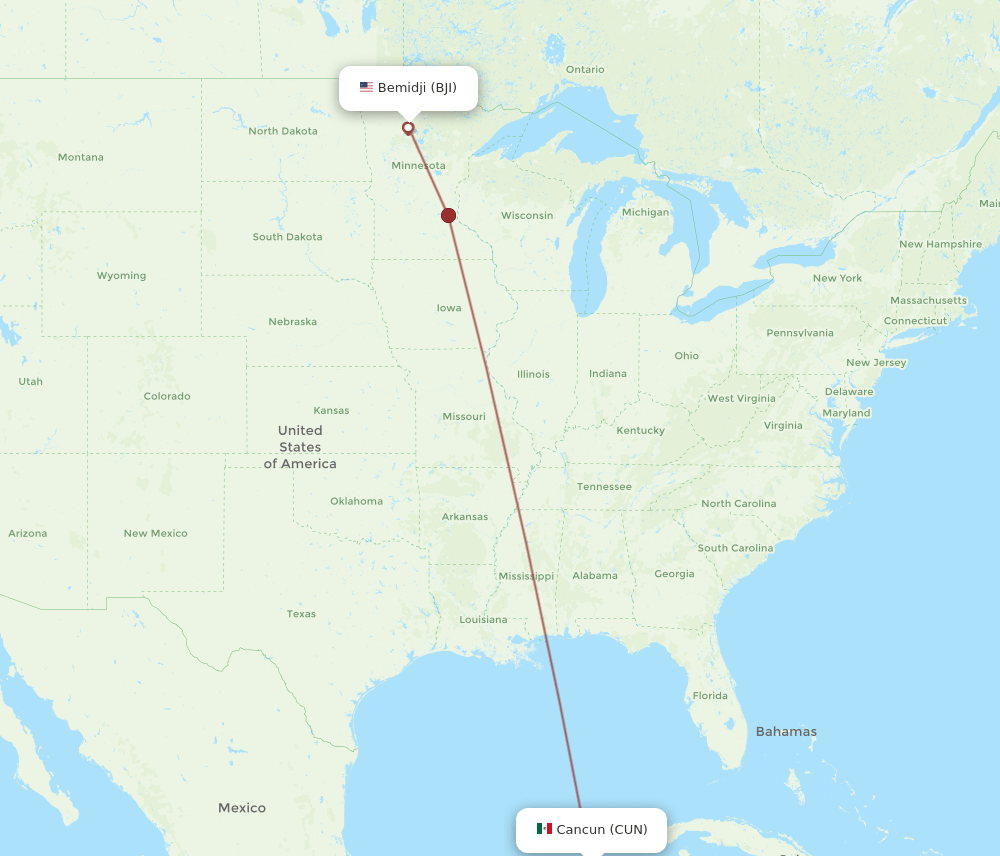BJI-CUN flight routes