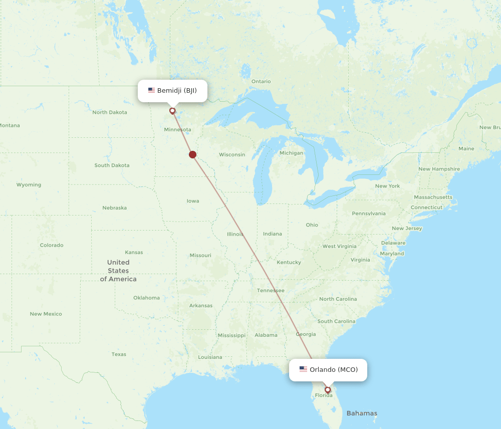 BJI-MCO flight routes