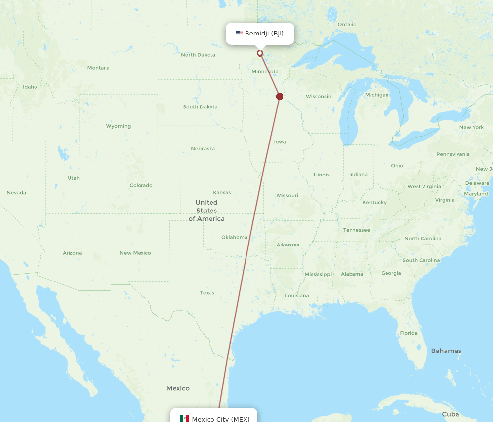 BJI-MEX flight routes