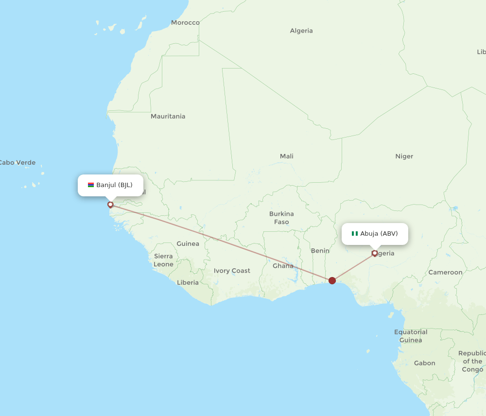 ABV to BJL flights and routes map
