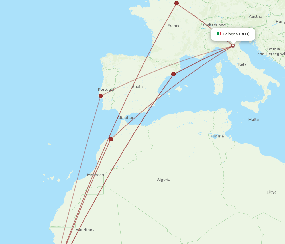 BJL to BLQ flights and routes map