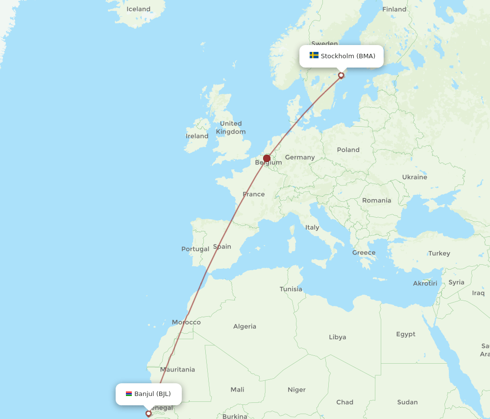 BJL to BMA flights and routes map