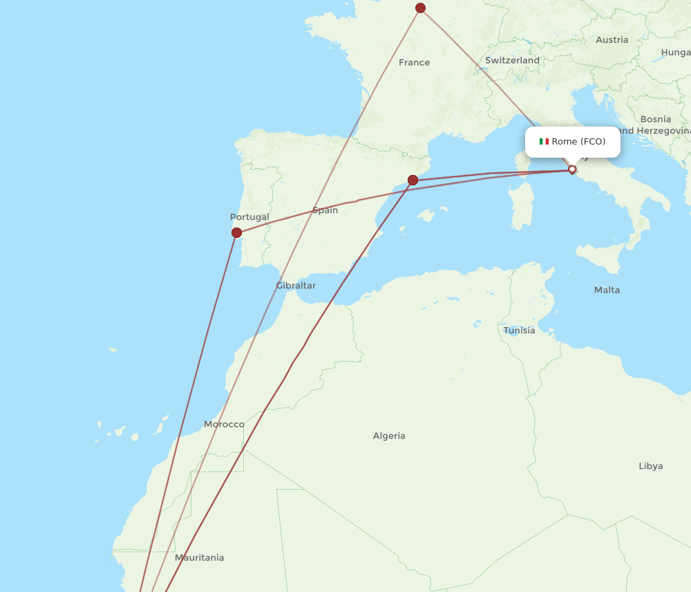 BJL-FCO flight routes