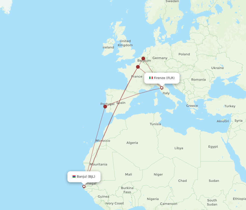 BJL-FLR flight routes
