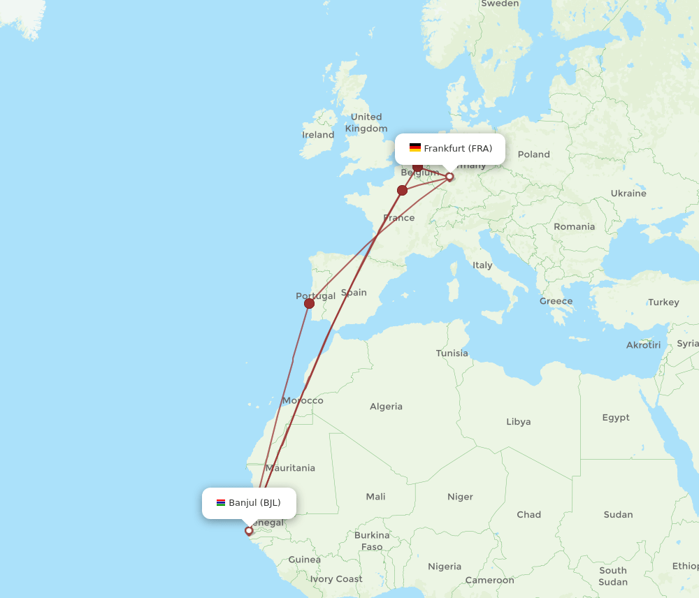 BJL-FRA flight routes