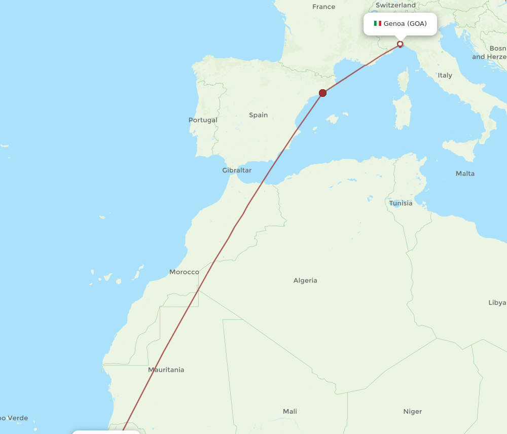 BJL-GOA flight routes