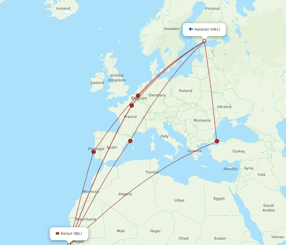 BJL-HEL flight routes