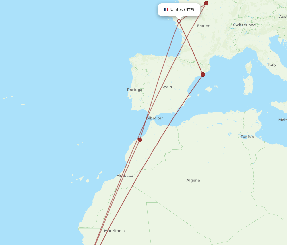 BJL-NTE flight routes