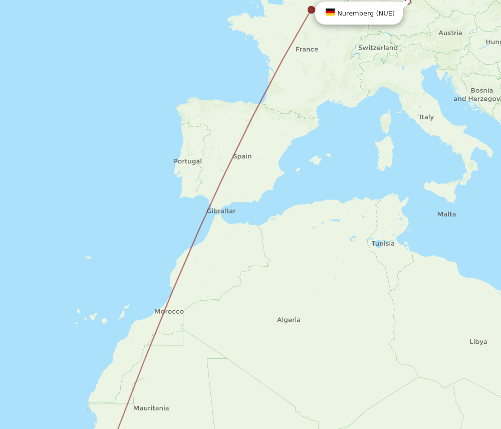 BJL-NUE flight routes