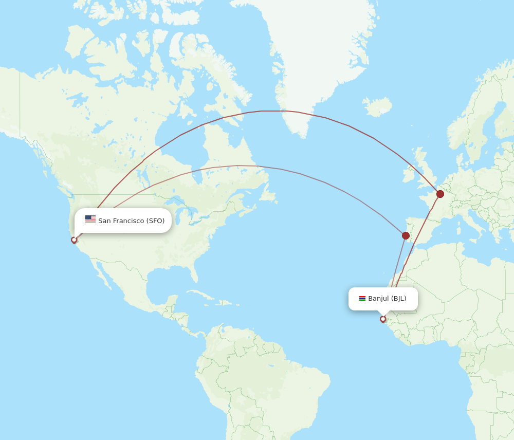BJL-SFO flight routes