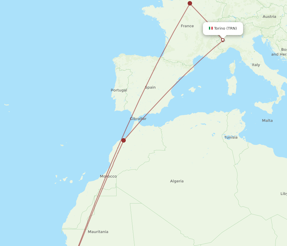 BJL-TRN flight routes